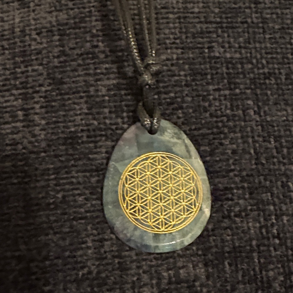 Green and Gold Pendant Necklace